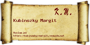Kubinszky Margit névjegykártya